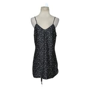 Interludes black white moon star print camisole top size Medium